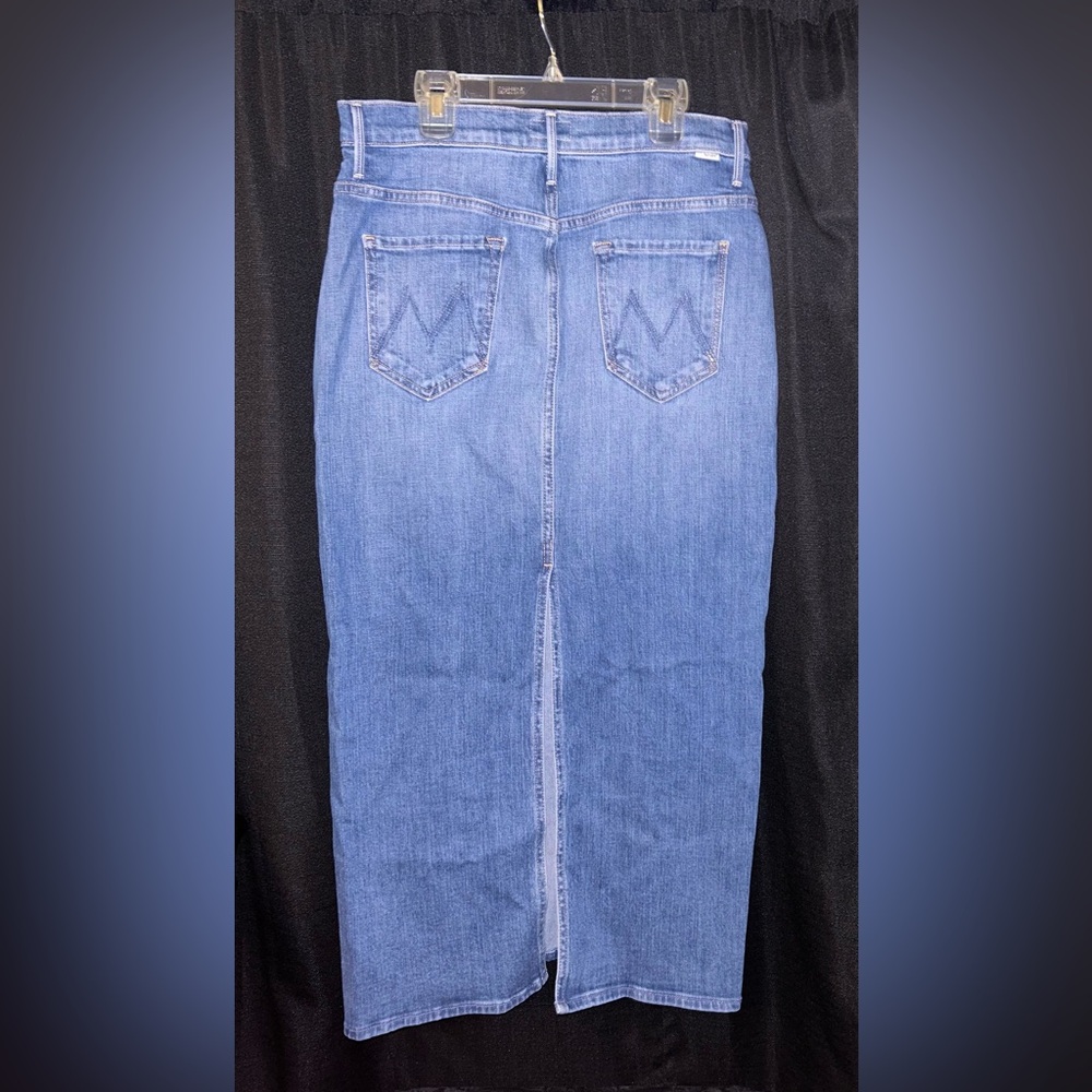 Mother pencil denim skirt with back slit. Size 29